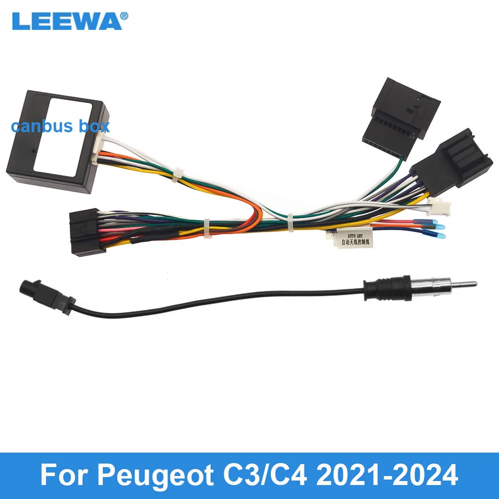 

LEEWA Car 16pin Power Cord Wiring Harness Adapter For Peugeot C3/C4 (21-24,Low Trim Level)Installation Head Unit