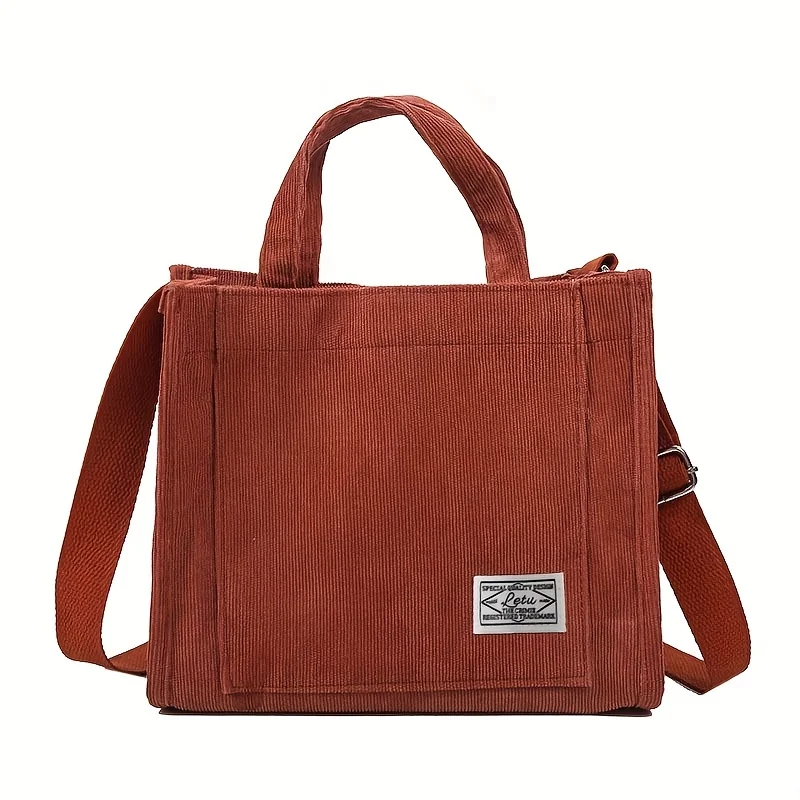 Vintage Cord Einkaufstasche, Retro Umhängetasche, lässige Handtasche & Schulter Geldbörse für Frauen – Detail 8