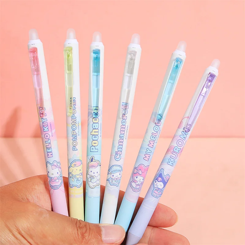 Imagem -03 - Sanrio Melody Cinnamoroll Cat Erasable Gel Pen Tinta Preta Bonito 0.5 mm Canetas Neutras Escritório e Fonte Escolar Brinde Promocional 36pc Lote