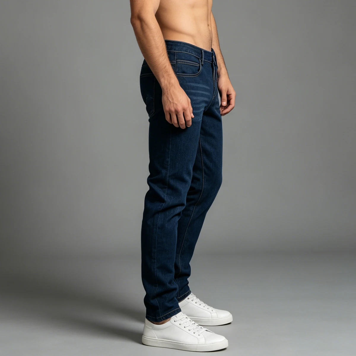 Men's Spring and Autumn Solid Color Slimming Straight leg Jeans Fashion Item Handsome Simple Casual Pants Black Multi functional