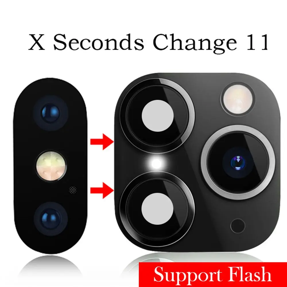 Metal Lens Cover Fake Camera Lens Sticker Cover Screen Protector for iPhone XR X Change to iPhone 11 Pro Max Phone Upgrade