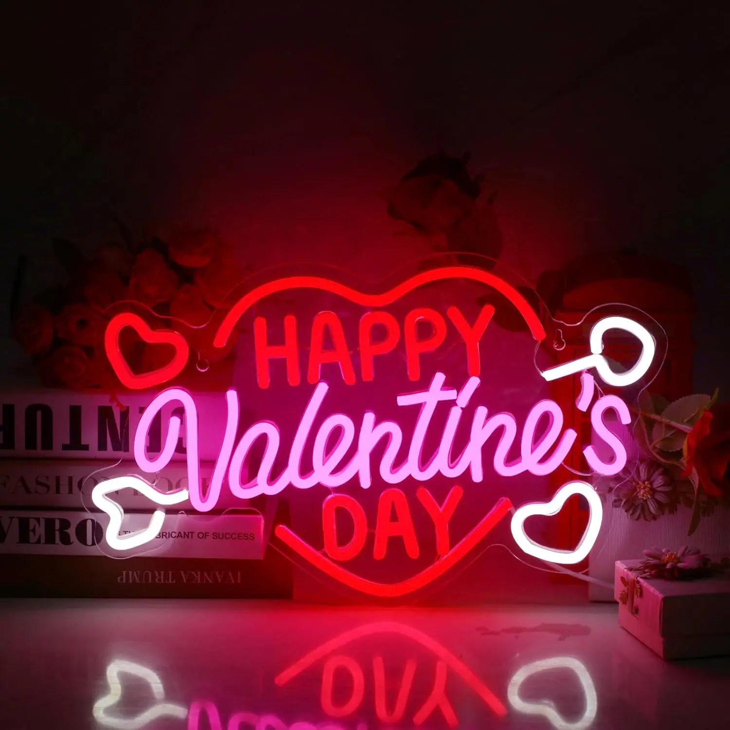 

Неоновая вывеска Happy Valentine: светодиодный романтический светильник в форме сердца для декора стен спальни, идеальный подарок на годовщину или свадьбу с дизайнерским оформлением