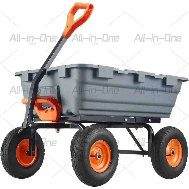Suitable for 800 pound garden garbage truck with 10 inch tires, steel frame unicycle, used for soil, wood, and gardening tools