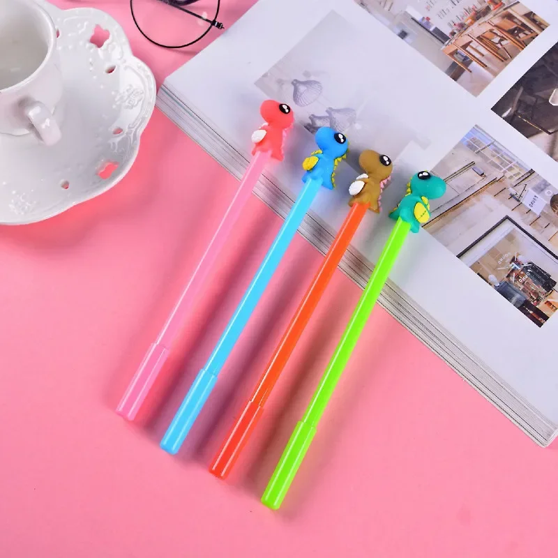 Creative Stationery Dinosaur Silica Gel Head Neutral Pen Cute Cartoon Learning Office Signature Straight Wholesale