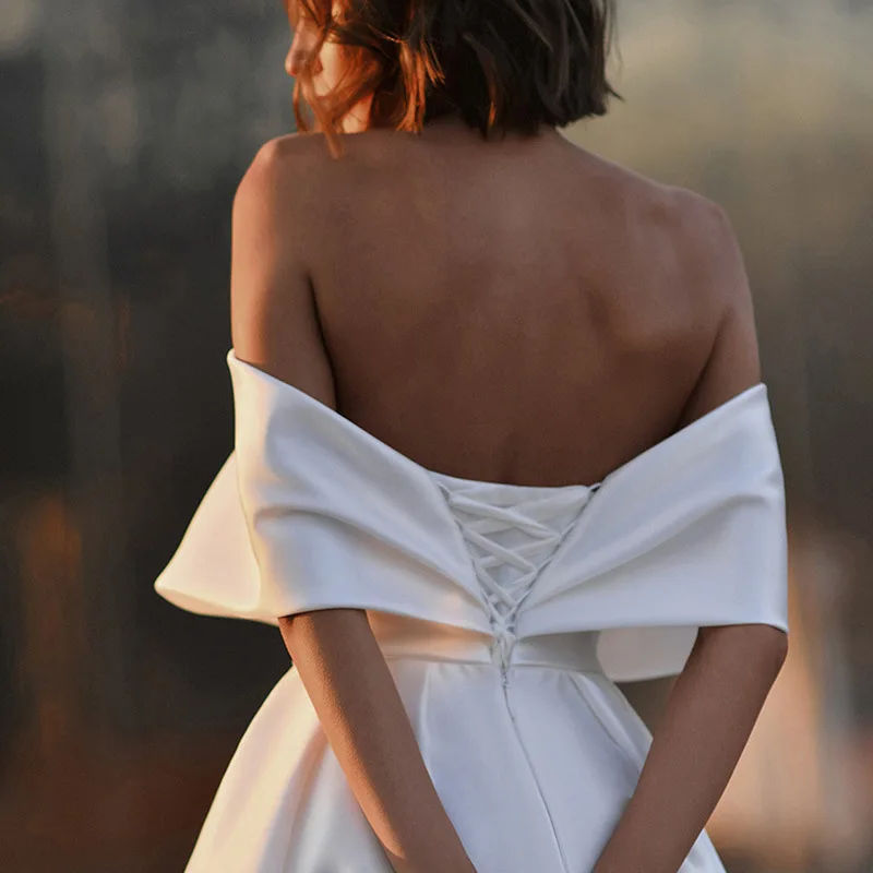 Новое платье с открытыми плечами, трансграничное длинное банкетное вечернее платье Amazon длиной до пола с небольшим шлейфом