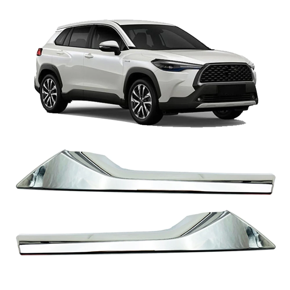 A13F-For Toyota Corolla Cross 2020 2021 Chrome Upper Front Center Grille Grill Moulding Strips Cover Trim Car Styling