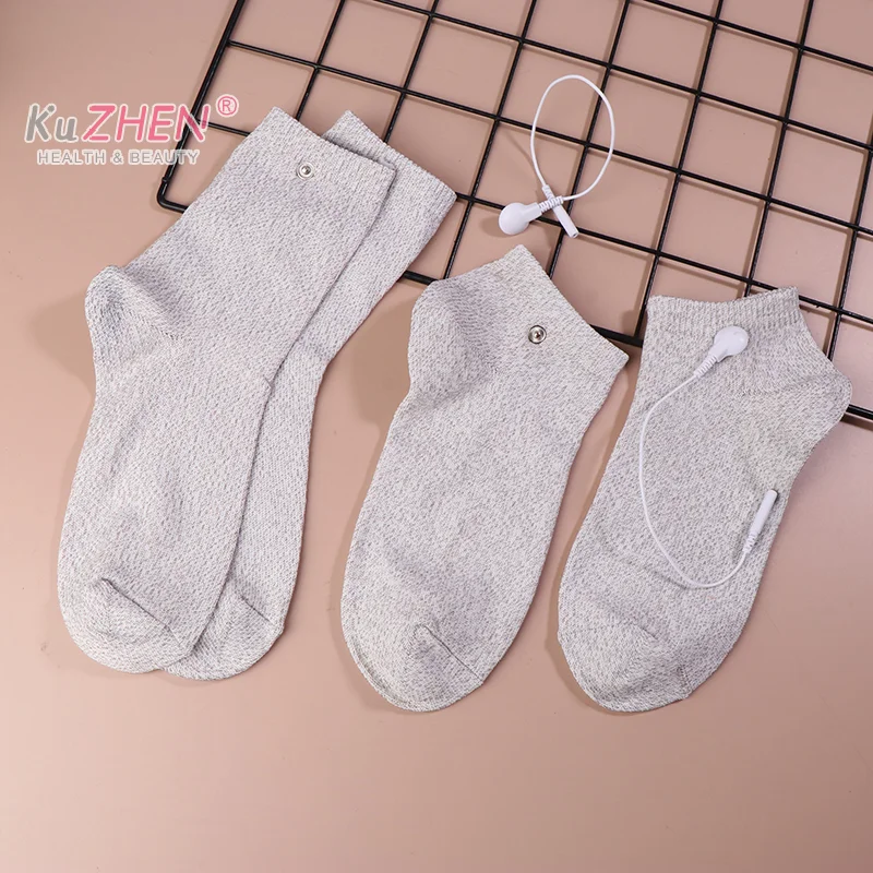 Conductive Silver Fiber Socks Tens EMS Electric Foot Massage Therapy Sock For Digital Massager Muscle Relax