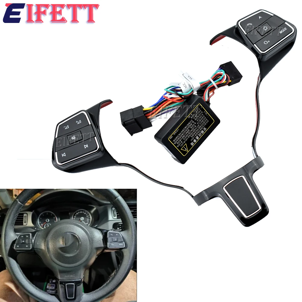 Car Steering Wheel Remote Control Button For VW Golf 2010-2012 For Polo Sagitar 2011-2013 Multi-function Switch Hubs Universal