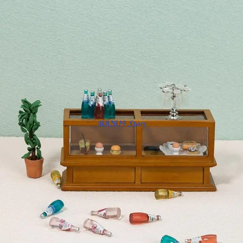 Q0KB 1/12 Dollhouse 미니어처 디스플레이 캐비닛 모델 인형 집 가구 모델 장난감 사랑스러운 인형 하우스 저장 랙 어린이를위한