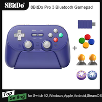 8BitDo Pro 3 Bluetooth Gamepad Wireless Gaming Controller for Switch 1/2, Windows, Apple, with TMR Joysticks Swappable Button