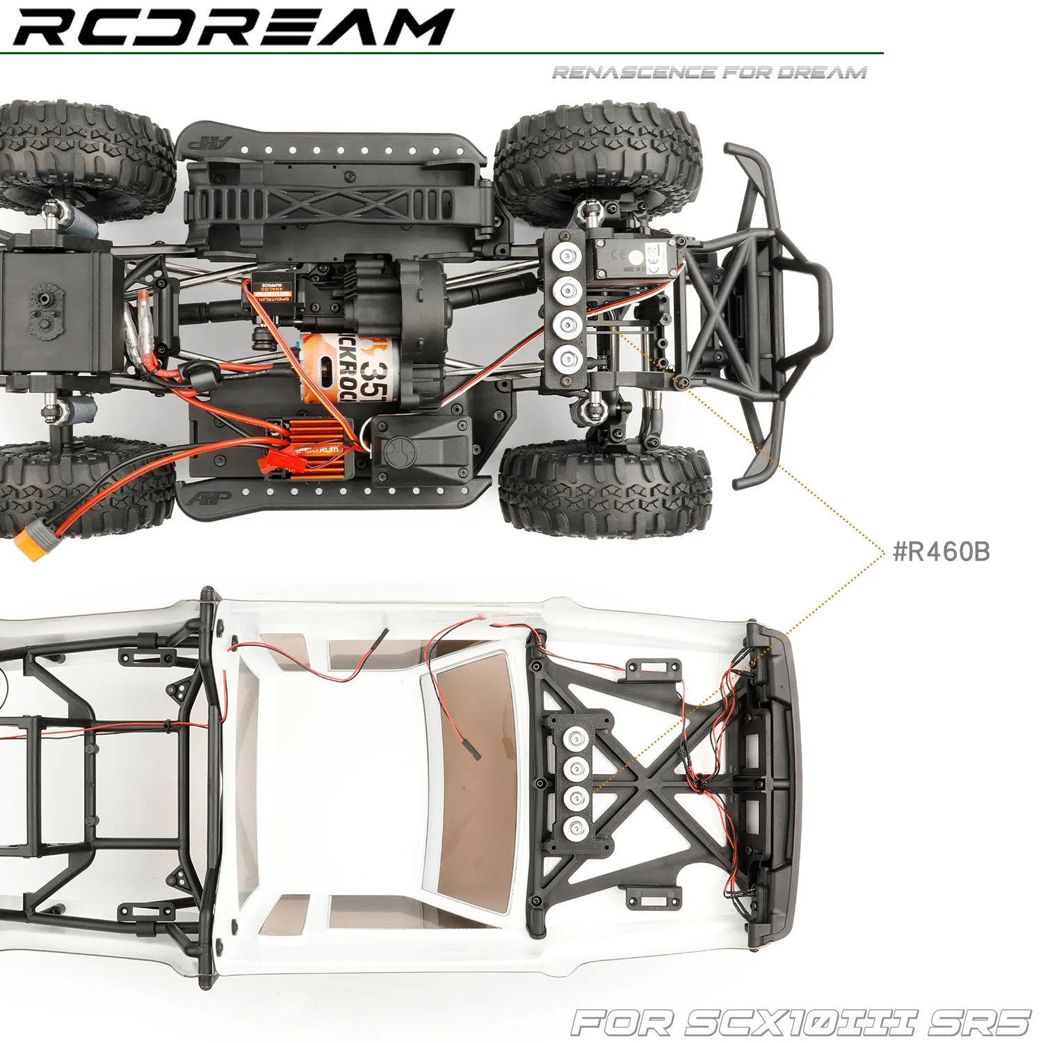 RCDream 1/10 Magnetic with Clip less Body Mount For SCX10III SR5