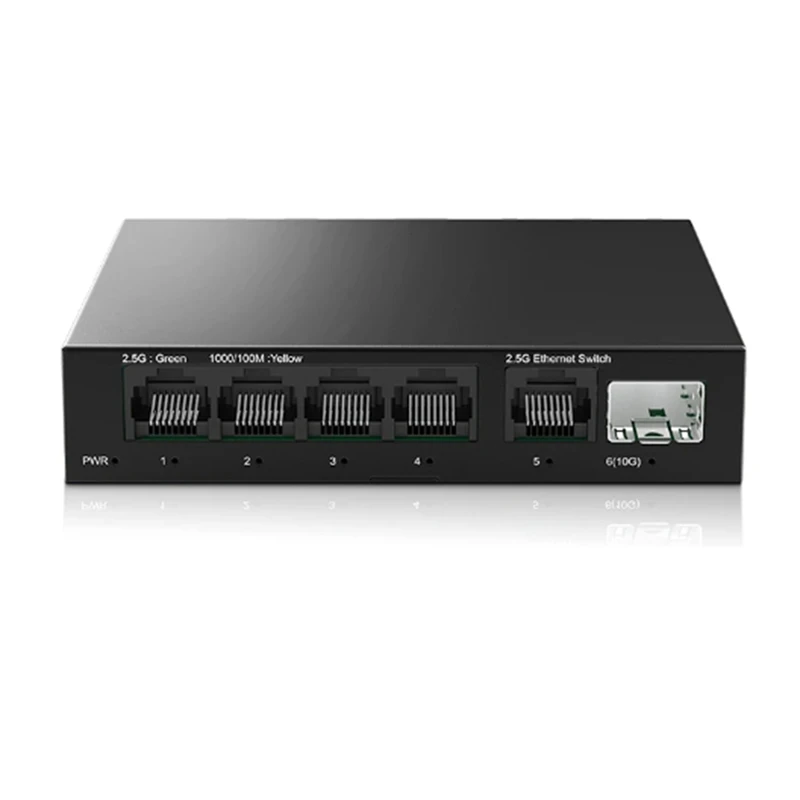 2,5G Switch 5 Port 2500Mbps Netzwerk Switch mit 10G SFP+ Auto MDI/MDIX Plug & Play Unmanaged Ethernet Switch EU PLUG-AD03