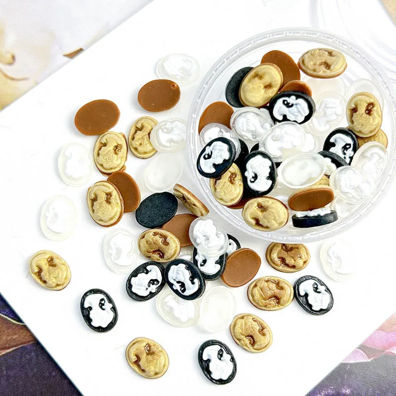 30pcs Retro Baroque Nail Art Charms 3D Emboss Vintage  Baroque Angel Beauty Head Nail Decoration Nail Accessories Manicure DIY