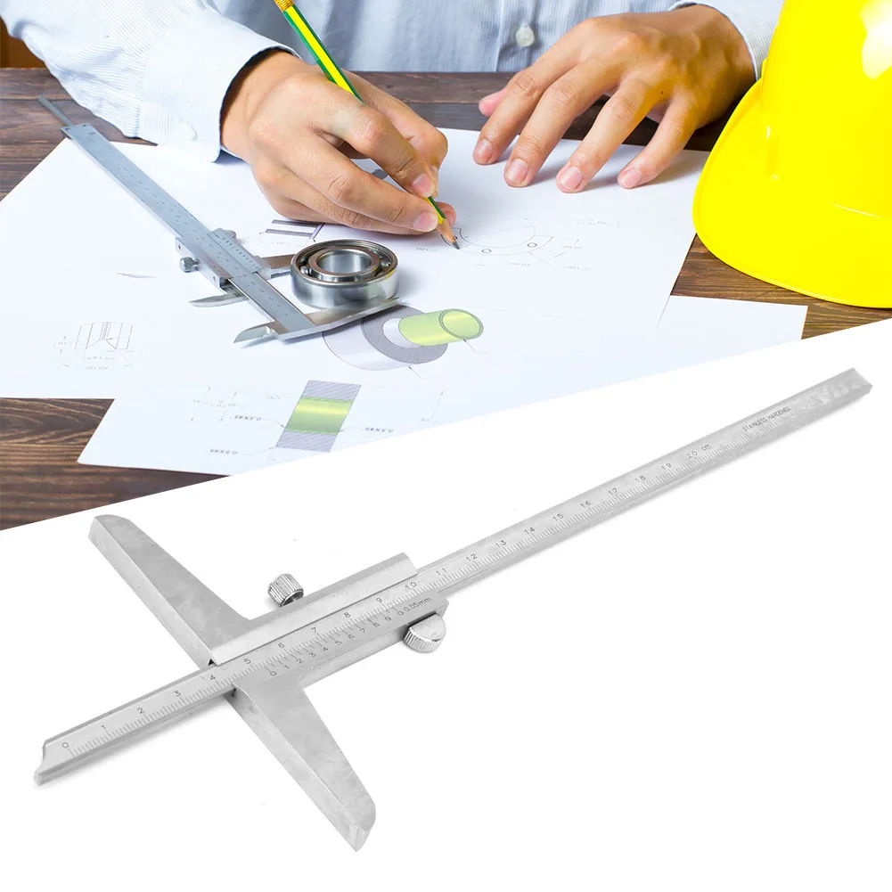 Depth Caliper Gauge High Precision Stainless Steel Depth Vernier Caliper for Machinery Process Depth Vernier Caliper