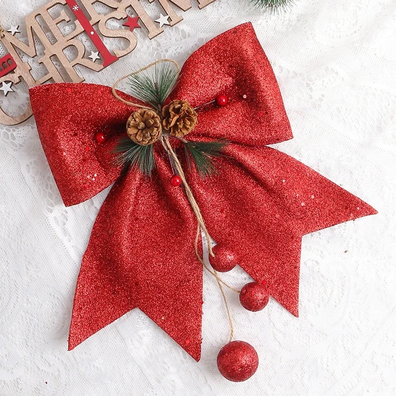 30 سنتيمتر الأحمر بريق قوس عيد الميلاد شجرة زخرفة عيد الميلاد ديكور المنزل هدية احتفالية والحفلات لوازم عيد الميلاد الانحناء الانحناء للحرف اليدوية