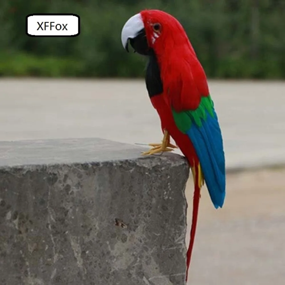 30cm Life-Size Red Parrot Model Foam And Feather Craft Cute Bird Gift Realistic Foam Feather Parrot