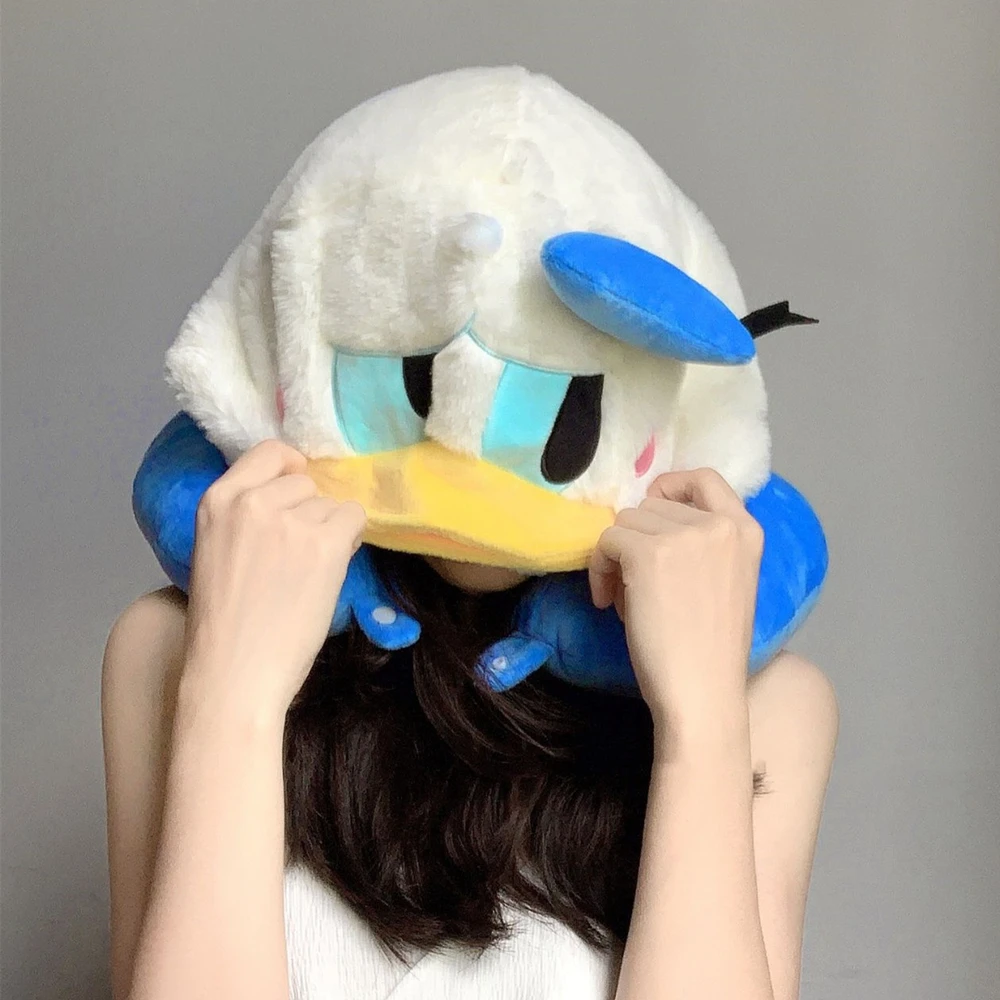 Disney Cute Donald Duck Hooded U-shaped Neck Pillow Cartoon StellaLou ShellieMay Travel Hat Pillow Nap Pillow Gifts For Girl