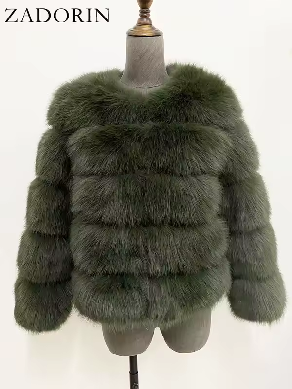 ZADORIN S-6XL Mink Coat Winter Black White Faux Fur Coat Woman Elegant Fluffy Faux Fur Jacket Top Short Fur Coats Woman Clothing - Image 9
