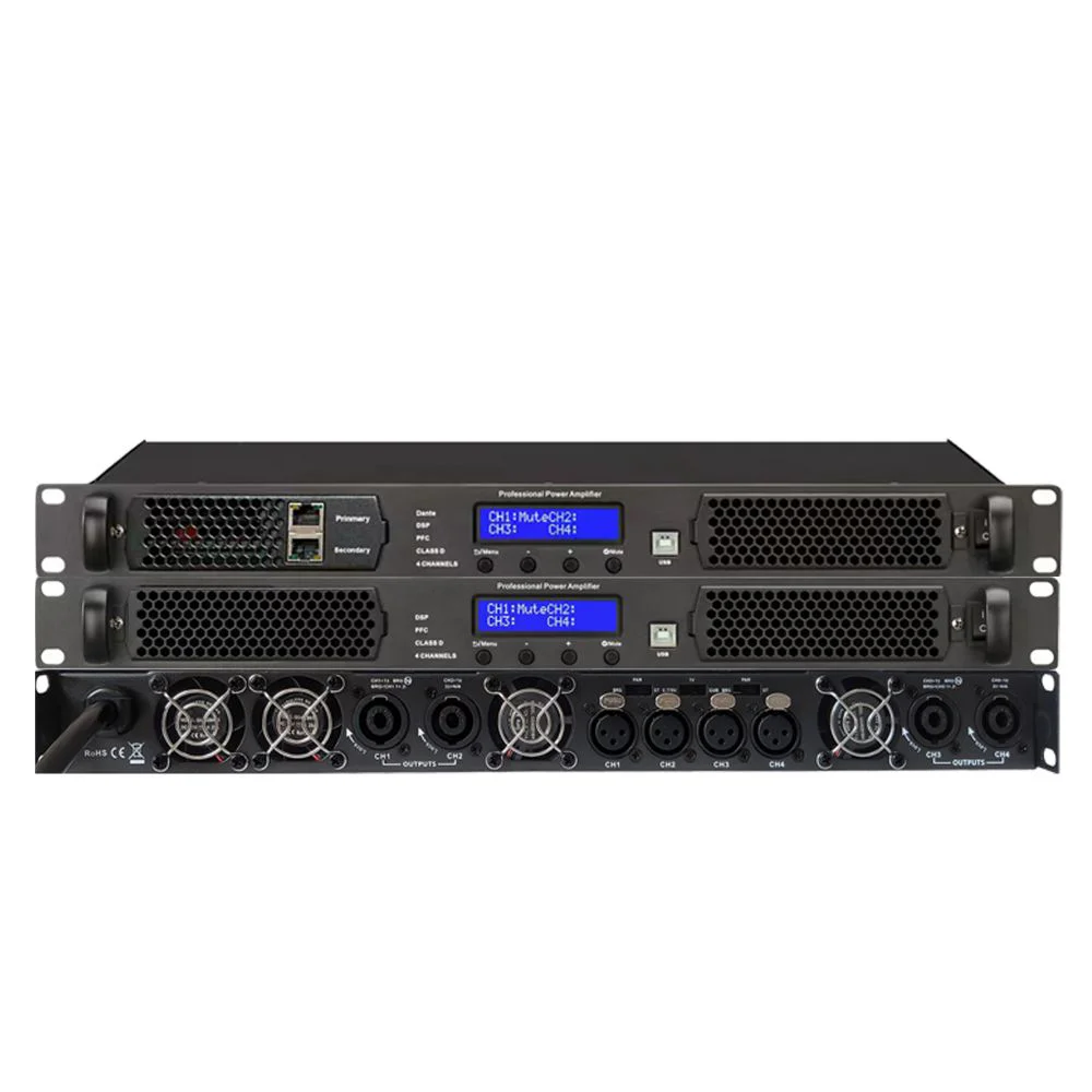 ShennDare DSP4.100P 4x1000W DSP Digitaler Leistungsverstärker mit Dante und FIR 96 kHz Professioneller Soundverstärker 4-Kanal-DJ-Subwoofer-Verstärker Line-Array-Lautsprecher-Vorverstärker