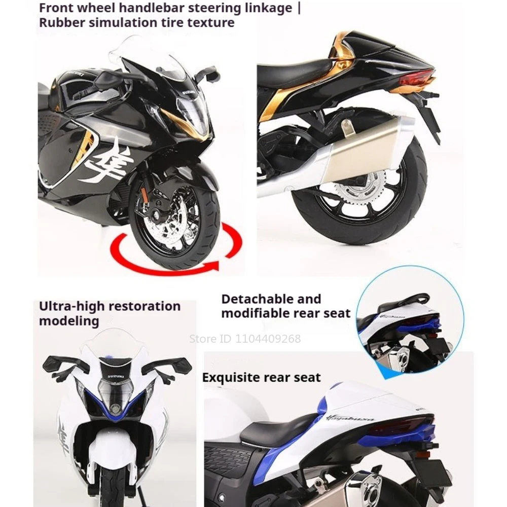 Scala 1:12 Suzuki Hayabusa GSX250R modèle de moto jouet voiture corps en alliage pneus en caoutchouc musique lumière modèles de moteur article de collection