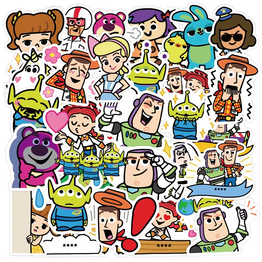 10/30/50pcs Cute Disney Anime Toy Story Stickers Kawaii Buzz Lightyear Woody Cartoon Kids Sticker Phone Guitar Diary Decals Toy