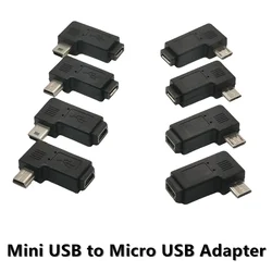 USB 2.0 przejściówka 90 stopni w lewo i w prawo kąt Mini USB mikro USB męski Adapter złącza żeński