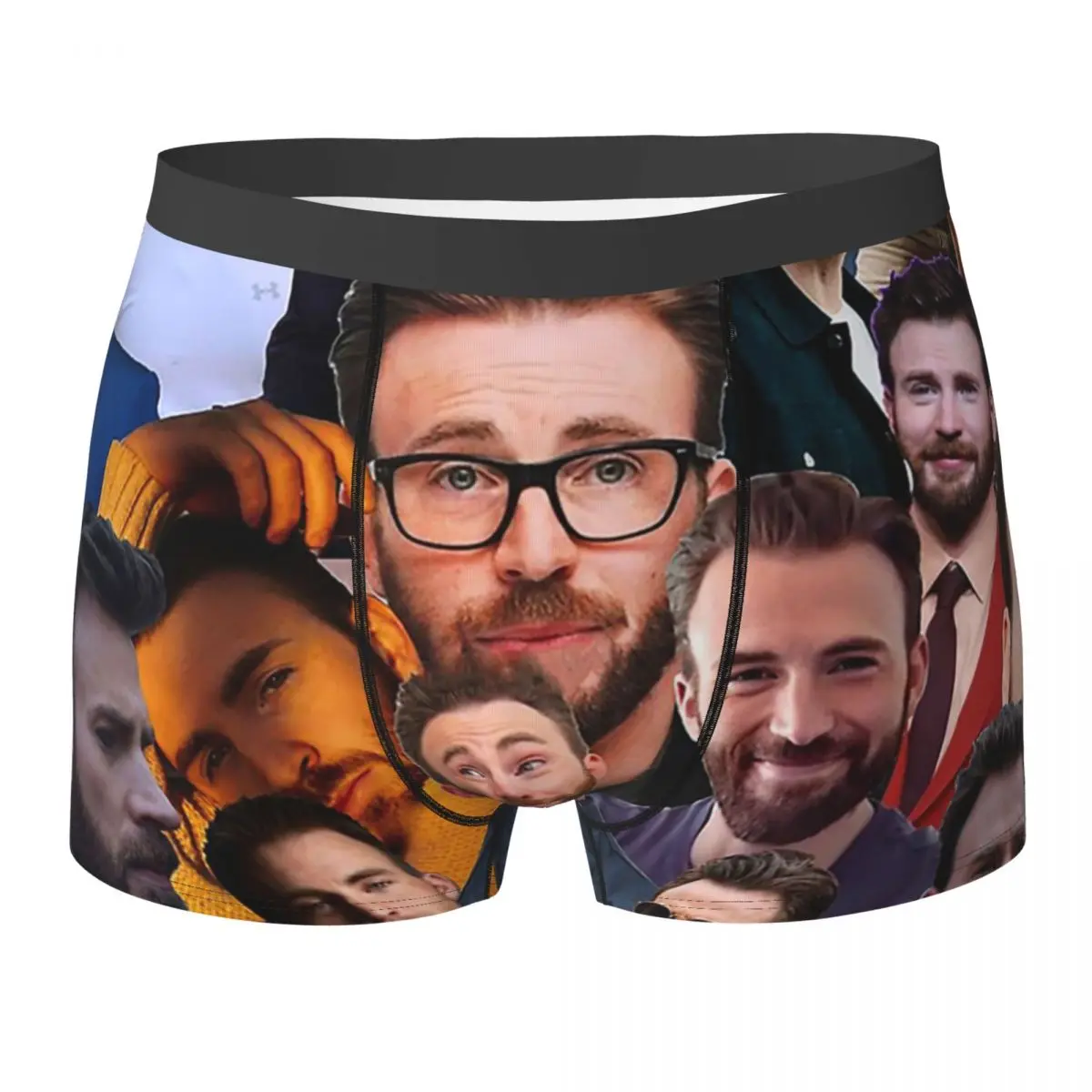 Boxer Underpants Shorts Chris Evans Photo Collage Panties Men's Ventilate Underwear for Homme Man Boyfriend Gift