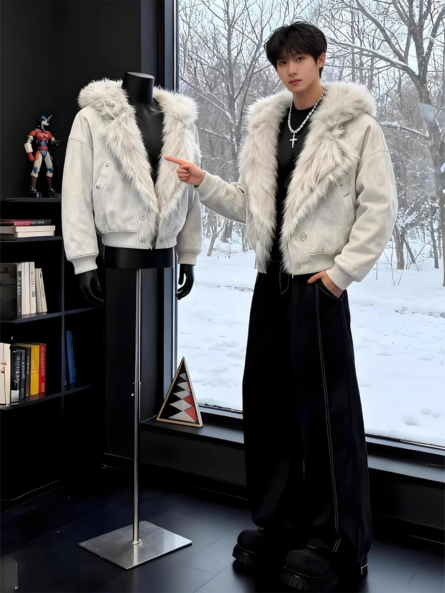 

Мужская утепленная хлопковая куртка с капюшоном и меховой отделкой из синтетического норка, молодежная повседневная куртка Cleanfit на молнии