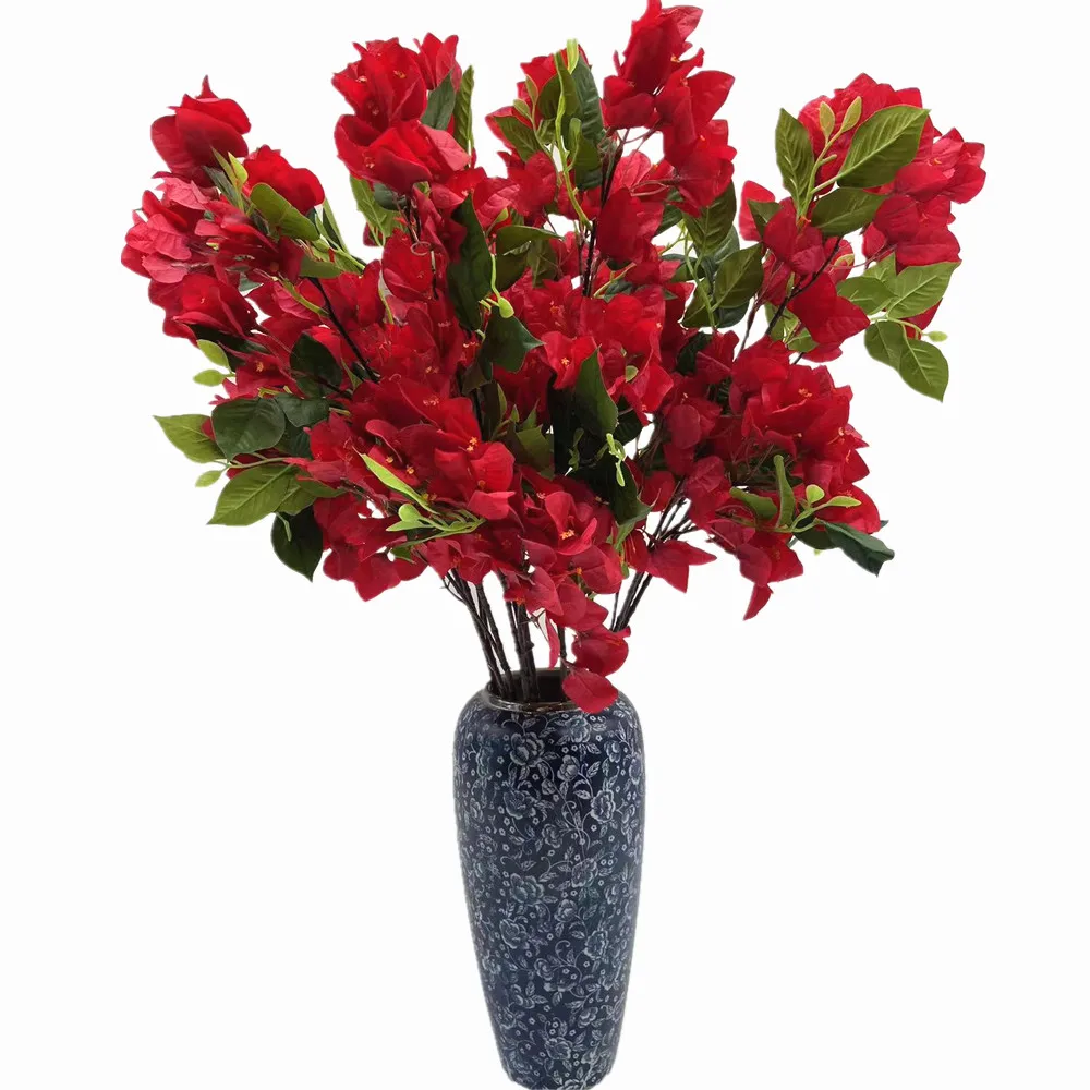 One Artificial Bougainvillea Flower Stem 3 Forks Silk Bougainvillea Spectabilis Blossom Tree Branch