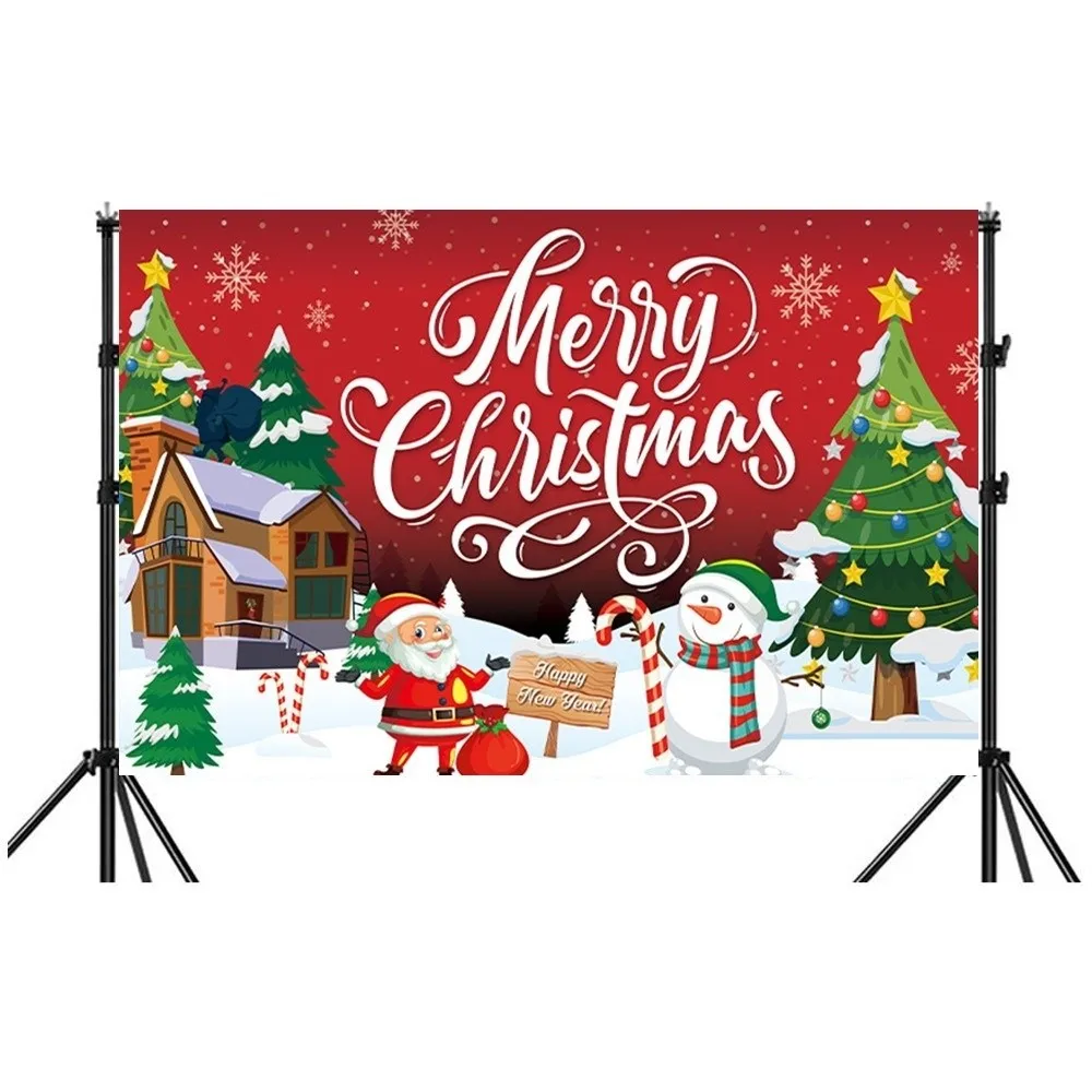 

Red Happy Christmas Photography Backdrop Happy New Year Theme Christmas Festival Christmas Background Banner Celebrate Party