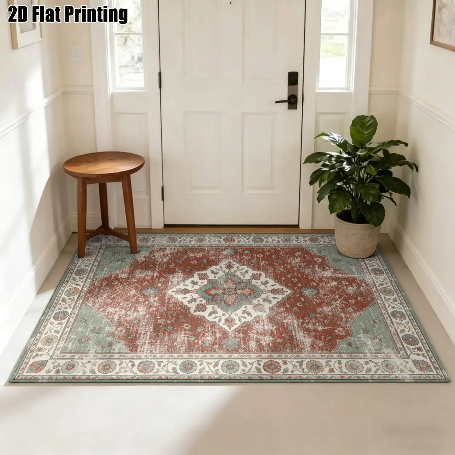 1Pc 2D Printed Purple-White Contrast Letter Carpet, Modern Simple Style, Instagram-Ready, Multi-Size Washable, Suitable for Multi-Scene Use