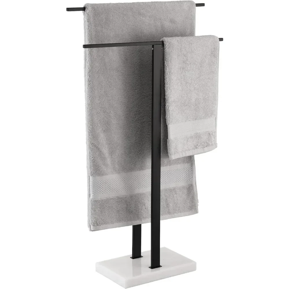 Standing Towel Rack 2-Tier Towel Rack Stand with Marble Base for Bathroom Floor, Upgrade Steady Design, SUS 304 Stainless Steel