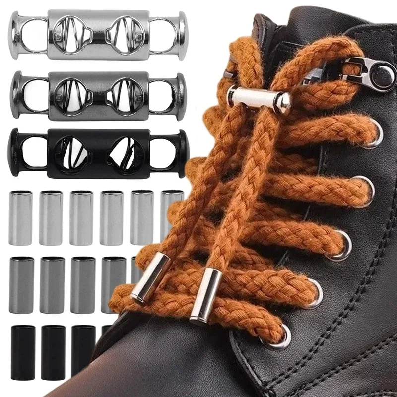 Zinc Alloy No Tie Shoe Lace Locks Adjustable Quick Release Metal Clips for Sports Sneakers