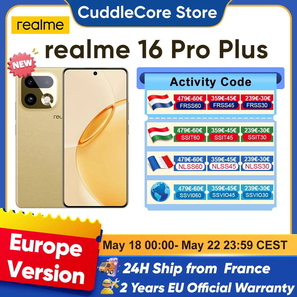 realme 16 Pro Plus 5G Smartphone Global Version Snapdragon 7 Gen 4 200MP Camera 7000mAh Battery 6.8'' AMOLED 144Hz Curved Screen