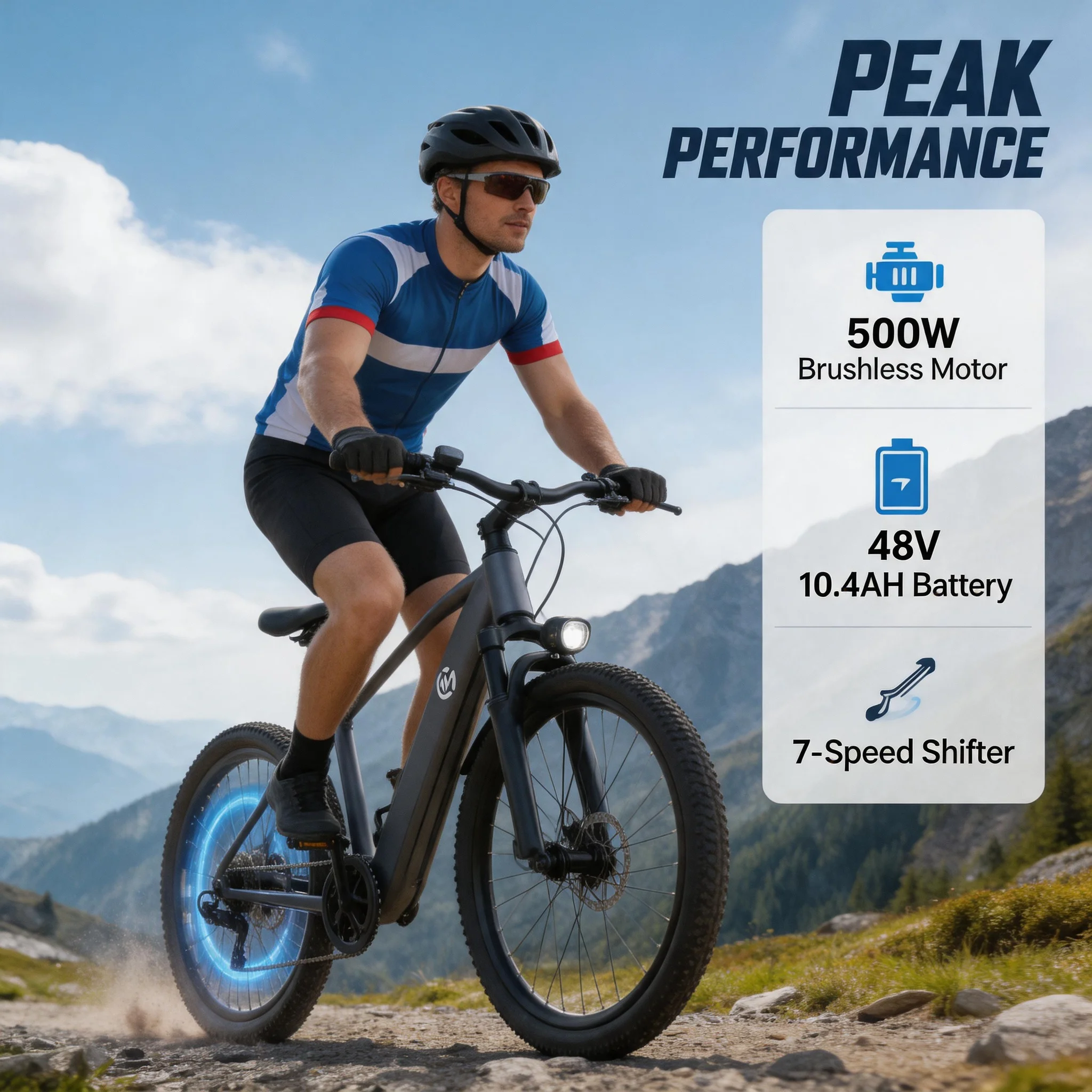 Removable Battery Off-Road Electric Bike, 48V 10.4Ah Detachable Battery, Dual Disc Brake System & All-Terrain Tires, Solves inconvenient charging and poor road adaptability, Practical Safe Build, Ideal for Snowfield & Beach Riding, Premium Christmas