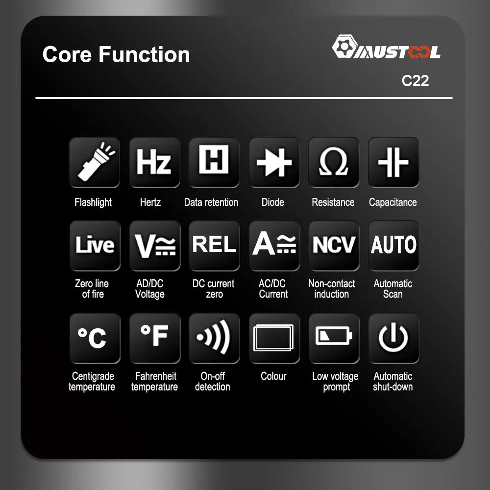 Mustool C22 cyfrowy miernik cęgowy 400A wysoka precyzja pomiaru prądu AC/DC z rozpoznawaniem przewodów pod napięciem NCV indukcja detekcja Dua