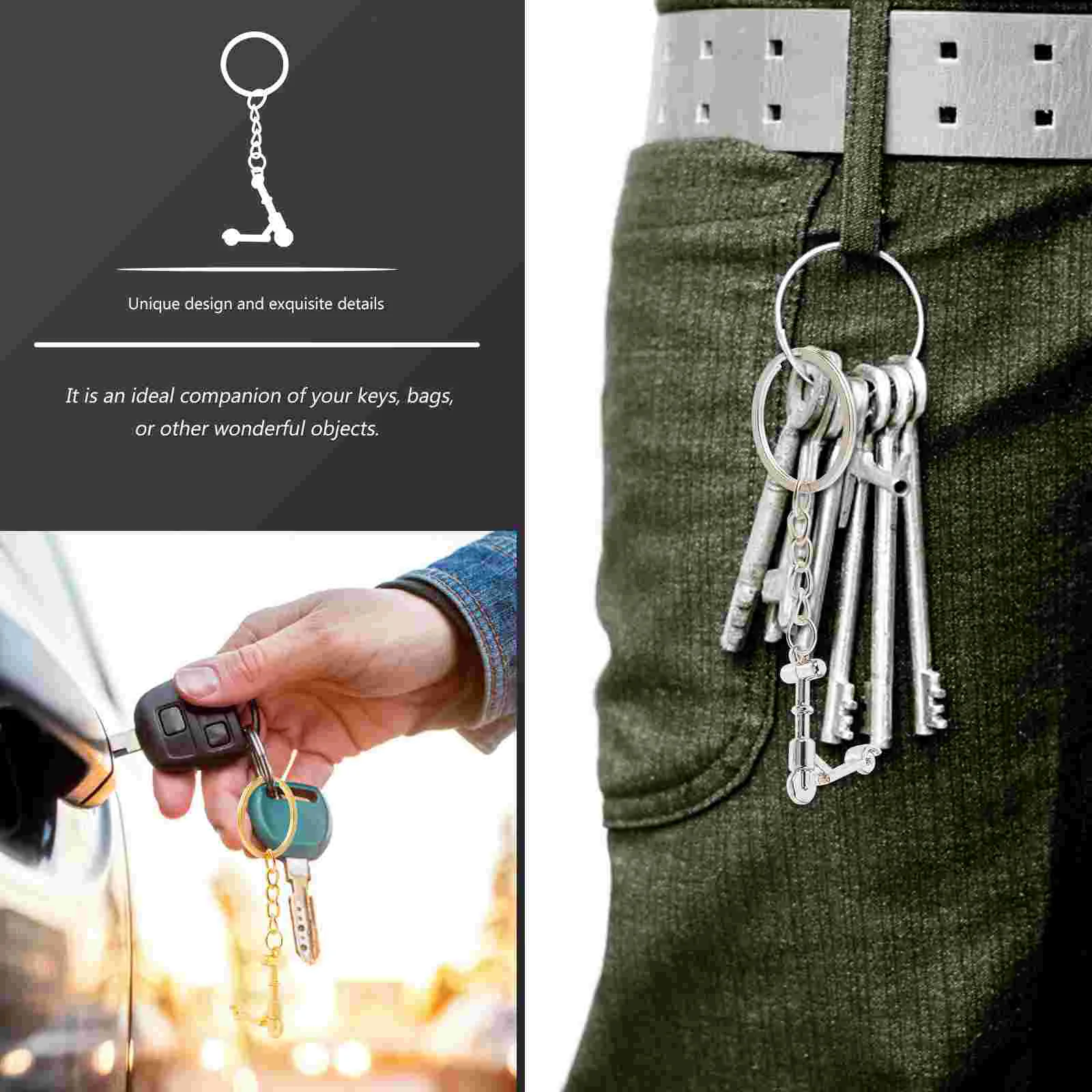 3 Pcs Scooter Keychain Bike Kerying Gift Micro for Boyfriend Fob Mini Decor Kick Ring