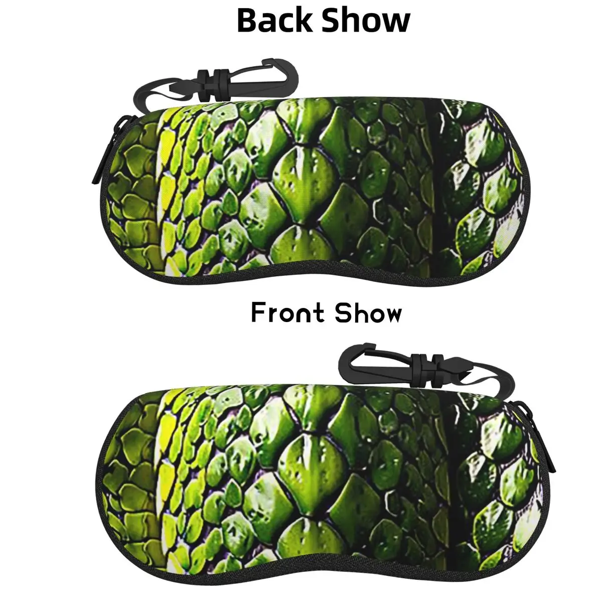 

Snake Skin Green Snake Serpent Animal Print Viper Fashion Shell Glasses Case Portable Sunglasses Box Women Men Soft Eyeglass Bag