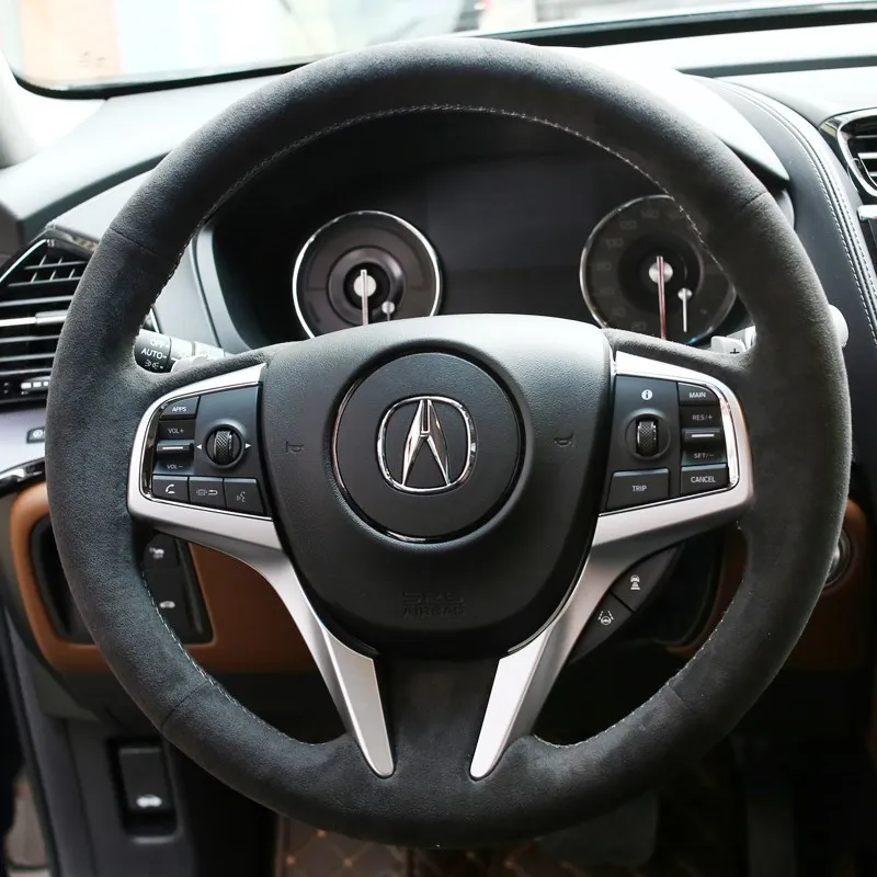 

Для Acura CDX MDX TLX ILX TLX-L 2016-2024 RDX 2018-2024 Сшитый вручную нескользящий замшевый чехол на руль автомобиля