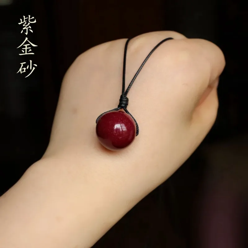 Original Purple Gold Sand Lucky Bead Pendant Long Sweater Chain Necklace for Women Minimalist Versatile Birth Year Zodiac Amulet