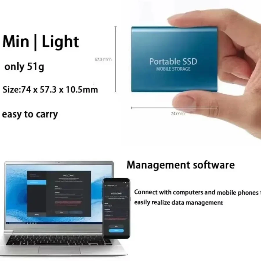 16TB USB 3.0 Tipe C Eksternal Solid State Drive Hard Disk Penyimpanan Kecepatan Tinggi Hard Drive Eksternal Portabel SSD untuk Ponsel PC 16 15