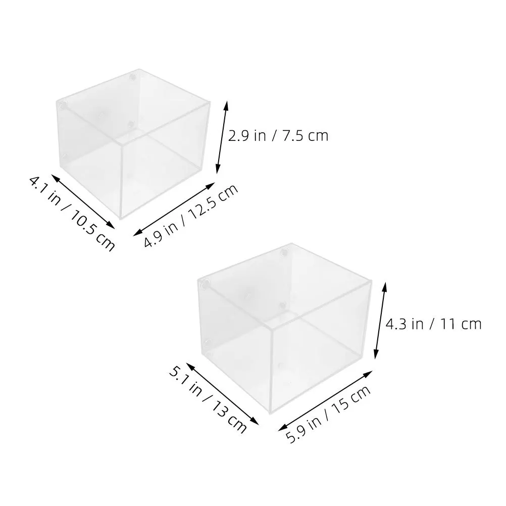 2pcs 1.8L Small Fish Tank Transparent Desktop Aquarium For Betta Fish Easy Maintenance Mini Rimless Habitat Home Office Decor