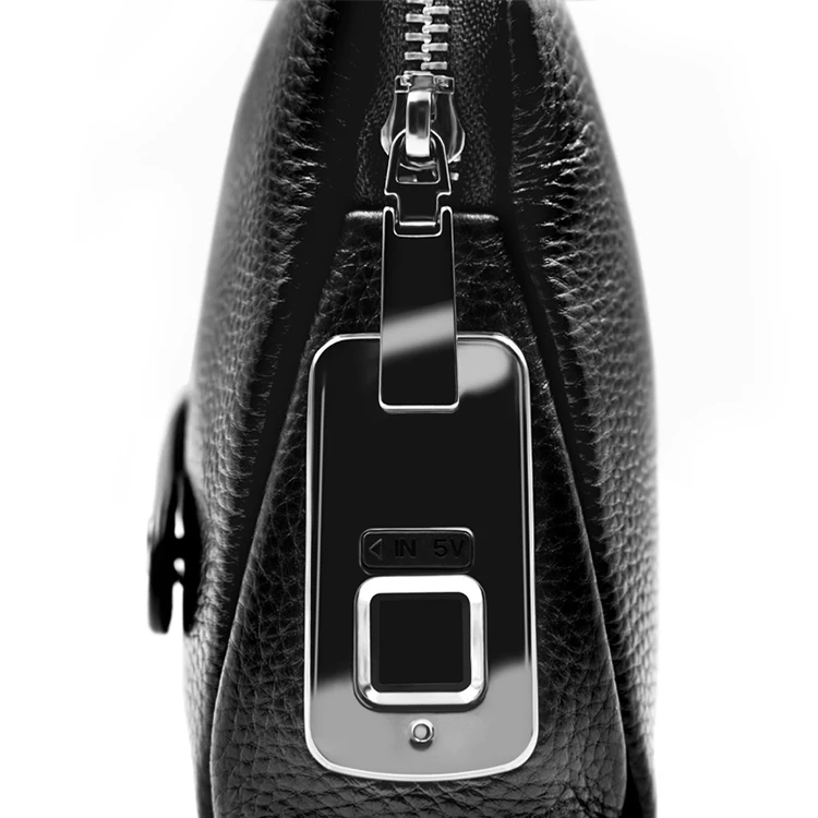 男性用レザー指紋ロックバッグ,ロングマネーウォレット,携帯電話ポケット,盗難防止メッセンジャーバッグ