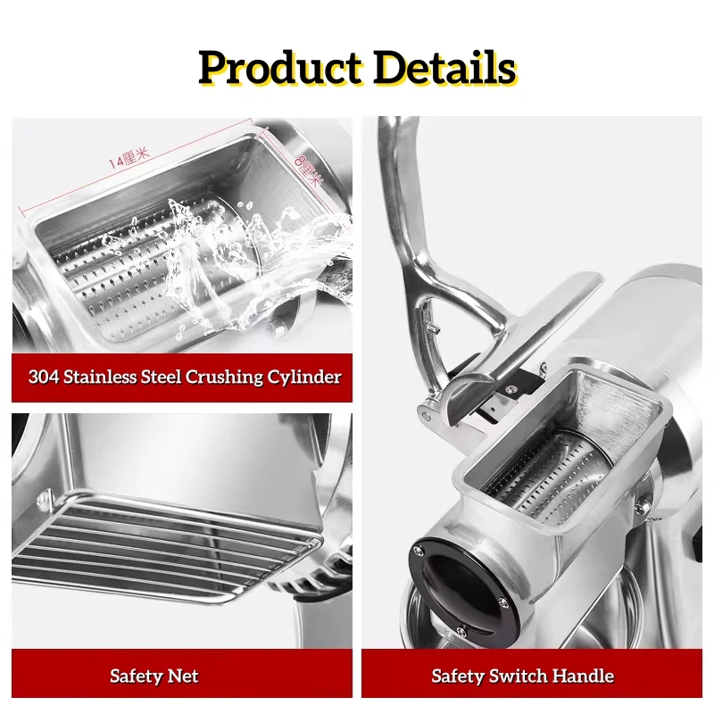 

Electric 40KG/H Pizza Cheese Grater Machine Commercial Cheese Shredder With Safety Shield Bucket Grinder