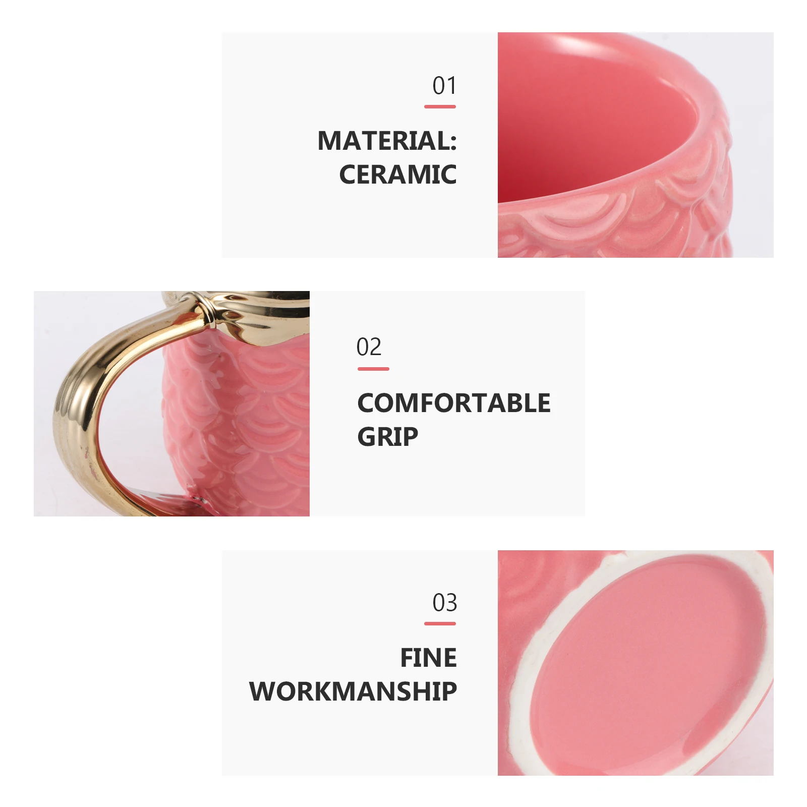 

Pearl Gold Mermaid Tail Ceramic Coffee Mug Pink Classic Design Easy Grip Handle Perfect for Hot and Cold Beverages Gifts