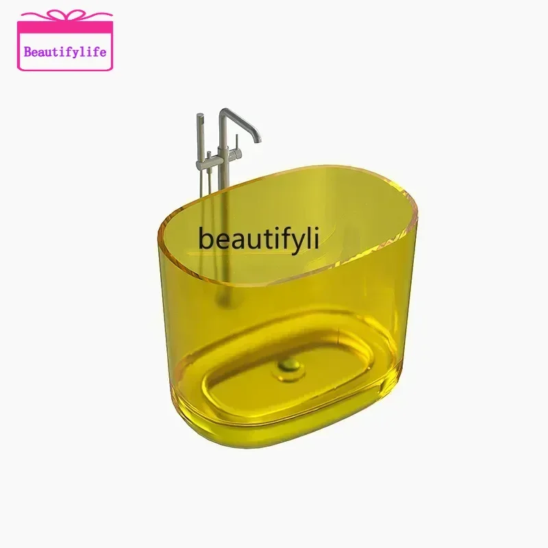 YL  Resin crystal transparent bathtub color pure resin freestanding bathtub hotel bathtub factory wholesale