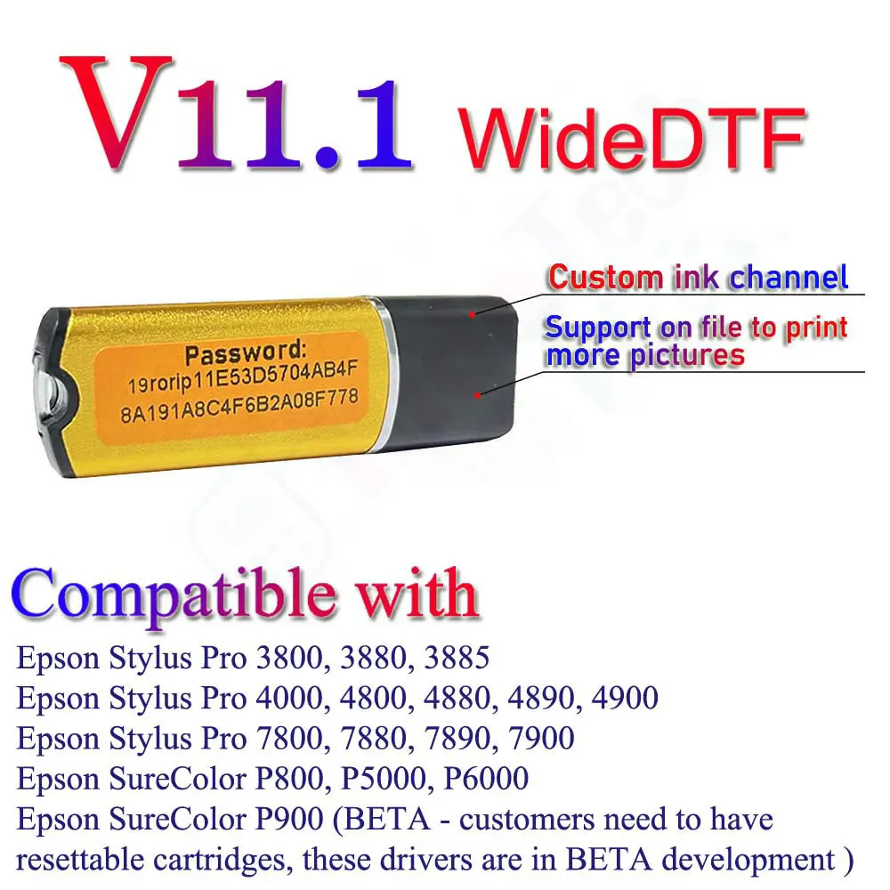 Wide Format Printer Dtf Uv Rip Software Program Ver 11 Dongle Key Epson 4900 1390 L800 9900 3800 4800 7800 P800 7900 P5000 P6000