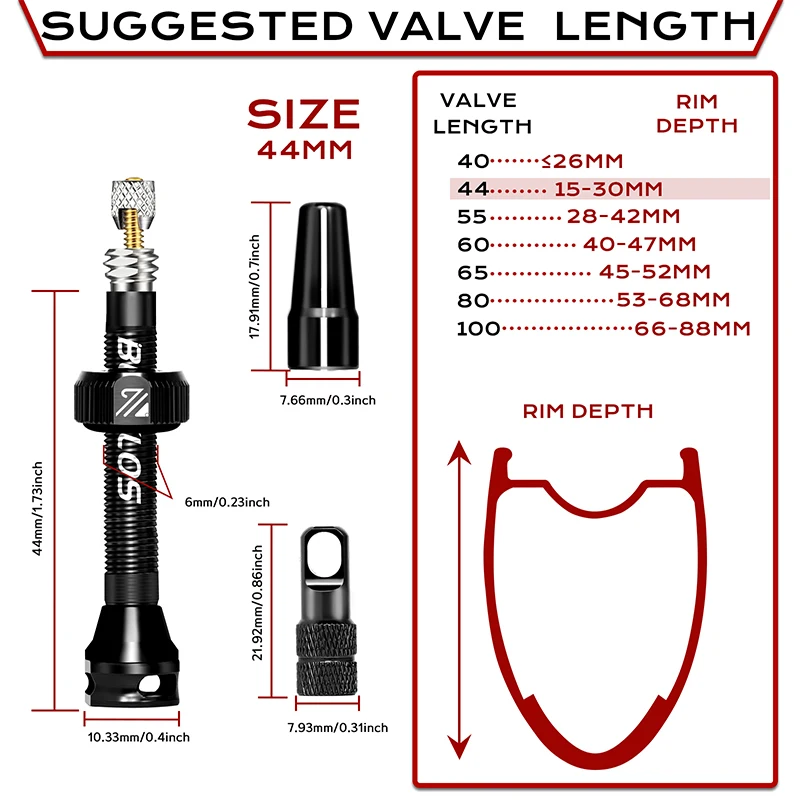 Bucklos 40Mm/44Mm Tubeless Presta Ventiel F/V Cnc Geanodiseerd Aluminium Fietsventiel Wegfiets Tubeless Bandventiel Fietsonderdeel