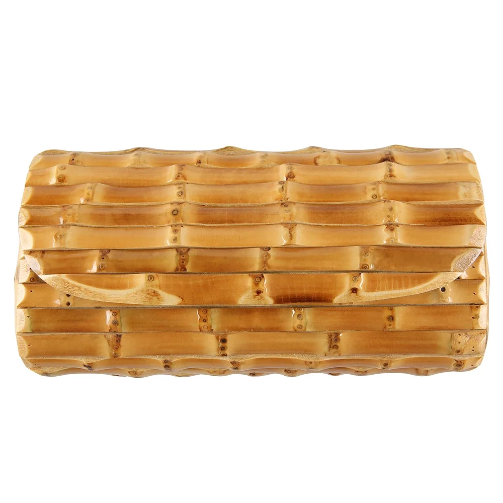 Vintage Retro Hard Wood Rattan Straw Evening Purse Wallet Unique Handmade Natural Bamboo Root Clutch Bag 보테가베네타 클러치백