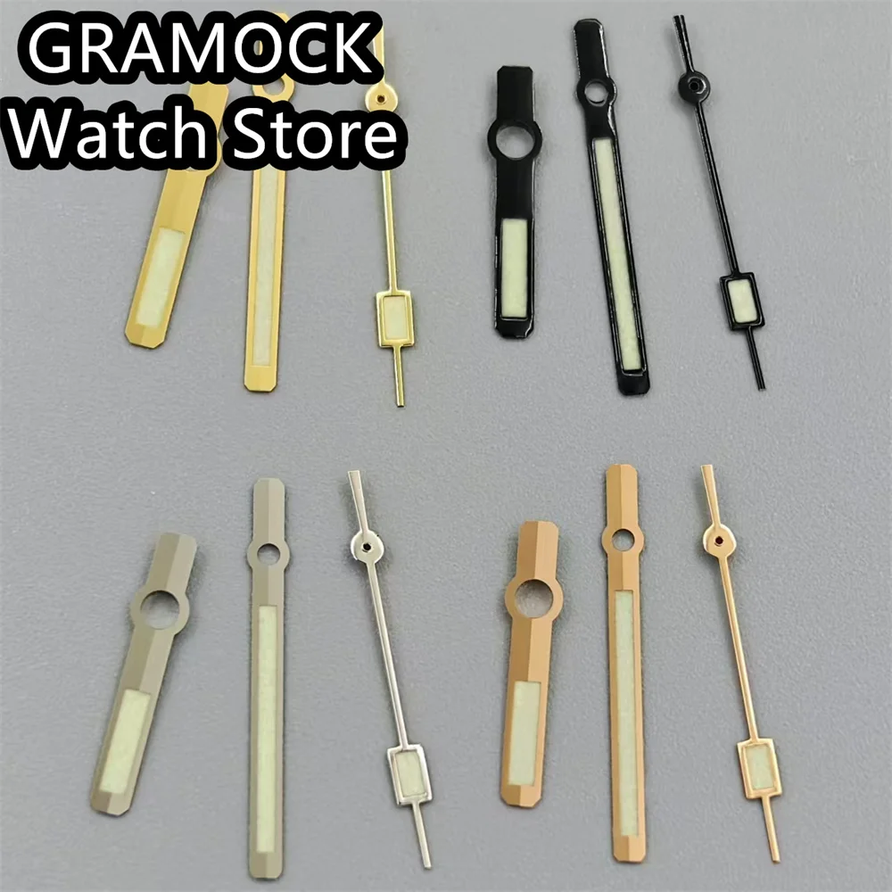 GRAMOCK Watch Hands Black Silver Gold Rose Gold Green Luminous Fit NH35 NH36 ETA2824 PT5000 Movement Watch Replacement Parts